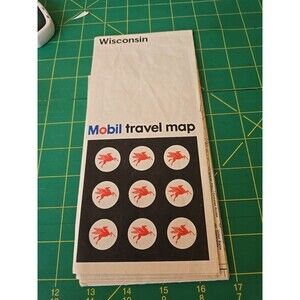 Vintage Original Mobil Gas Oil Map of Wisconsin 1971